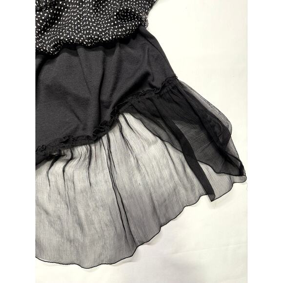 Max Studio Black Polka Dot Cami Babydoll Mini Dress XS 100% silk - Picture 3 of 7